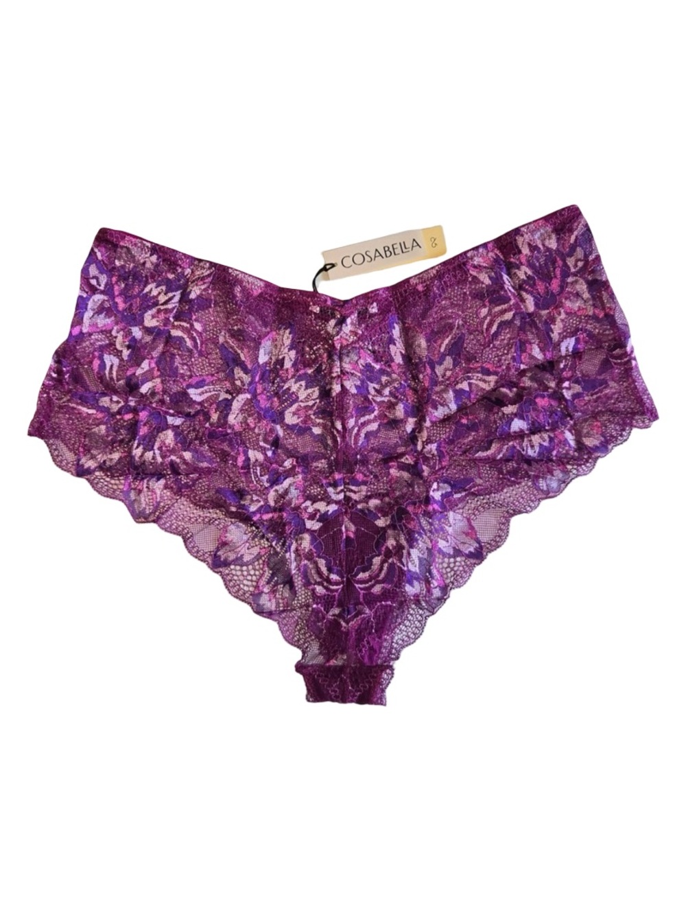 Cosabella Paradiso V-Hipster Panties Size XL in the Colorway Swiss Beet/Violette